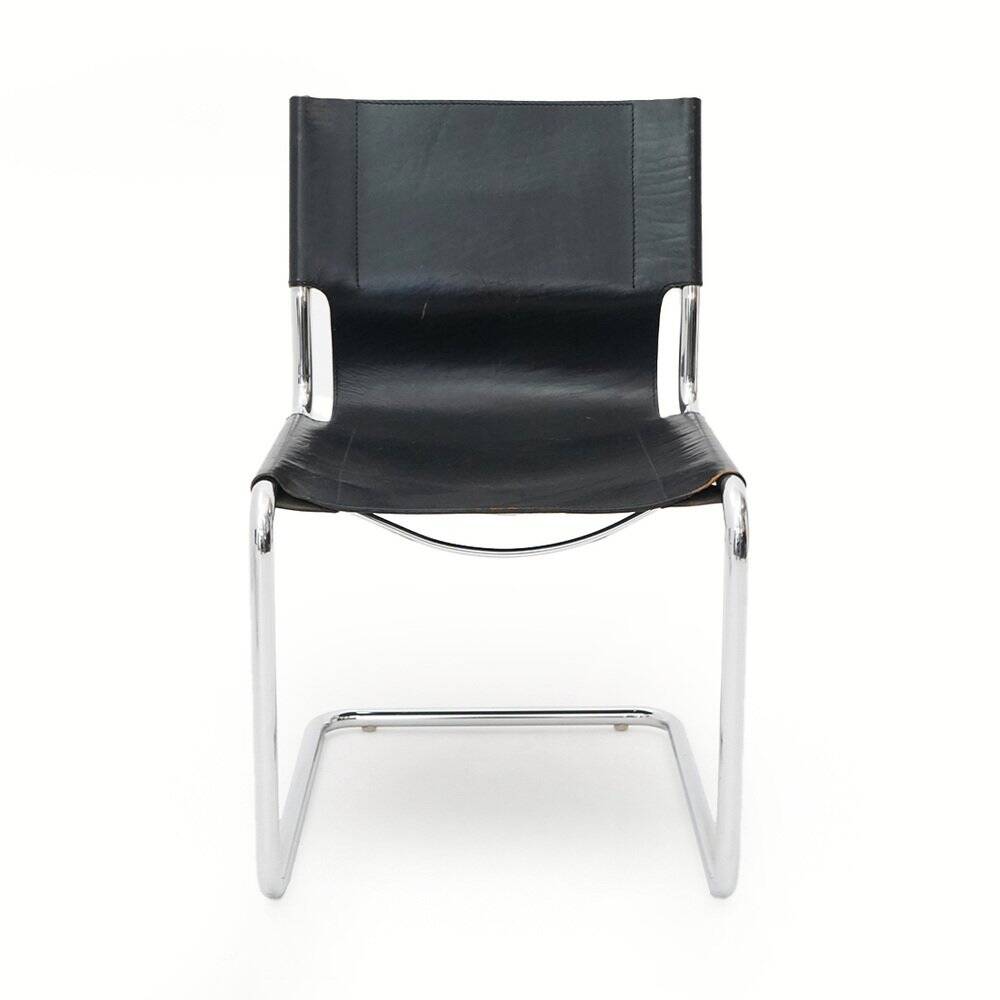 Pair of metal and leather chairs by Carlo Bartoli for T70, 1970s.