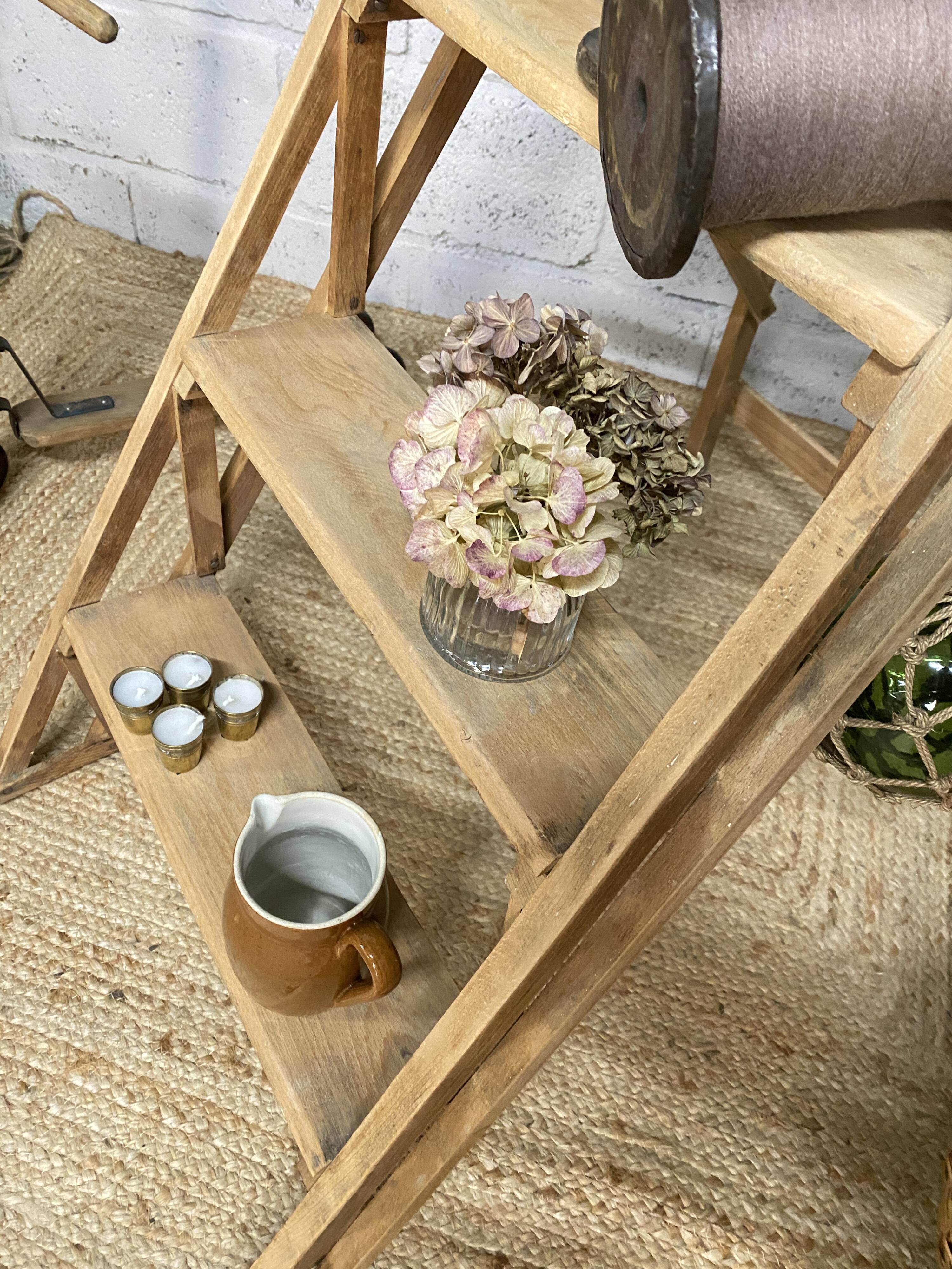 old wooden step stool