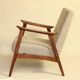 Fauteuil scandinave en bois design vintage original 1970 tissus granola beige fauteuil pour le salon après rénovation