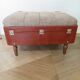 Unique-small vintage bench-ottoman-stool-colonial style - suitcase