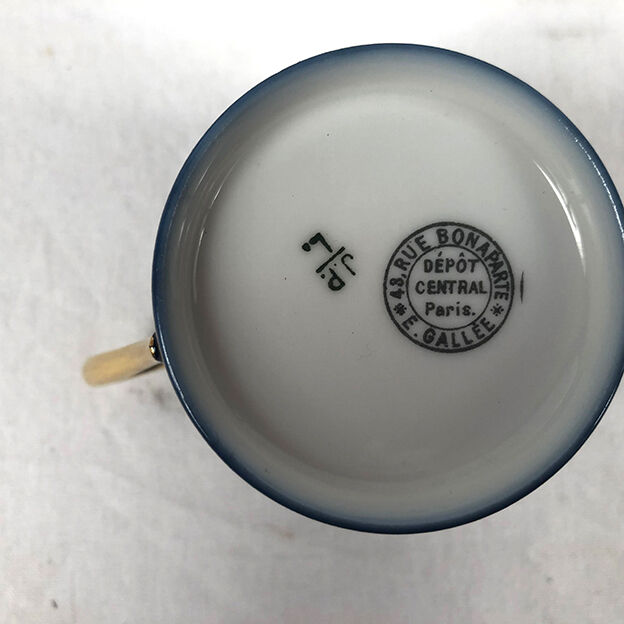 Together, Limoges, Jean Pouyat cups and sub-cups blue oven background