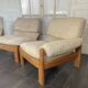 Three-module sofa in beige Alcantara