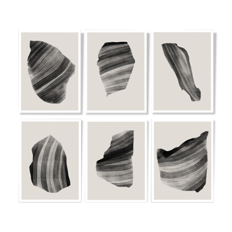 Set of 6 abstract giclee prints, A4