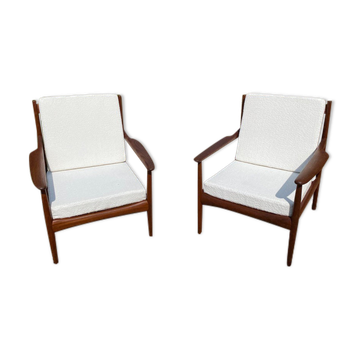 Pair of Scandinavian teak armchairs