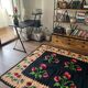Tapis floral roumain tissé à la main en laine design bohème avec des fleurs 167x225cm