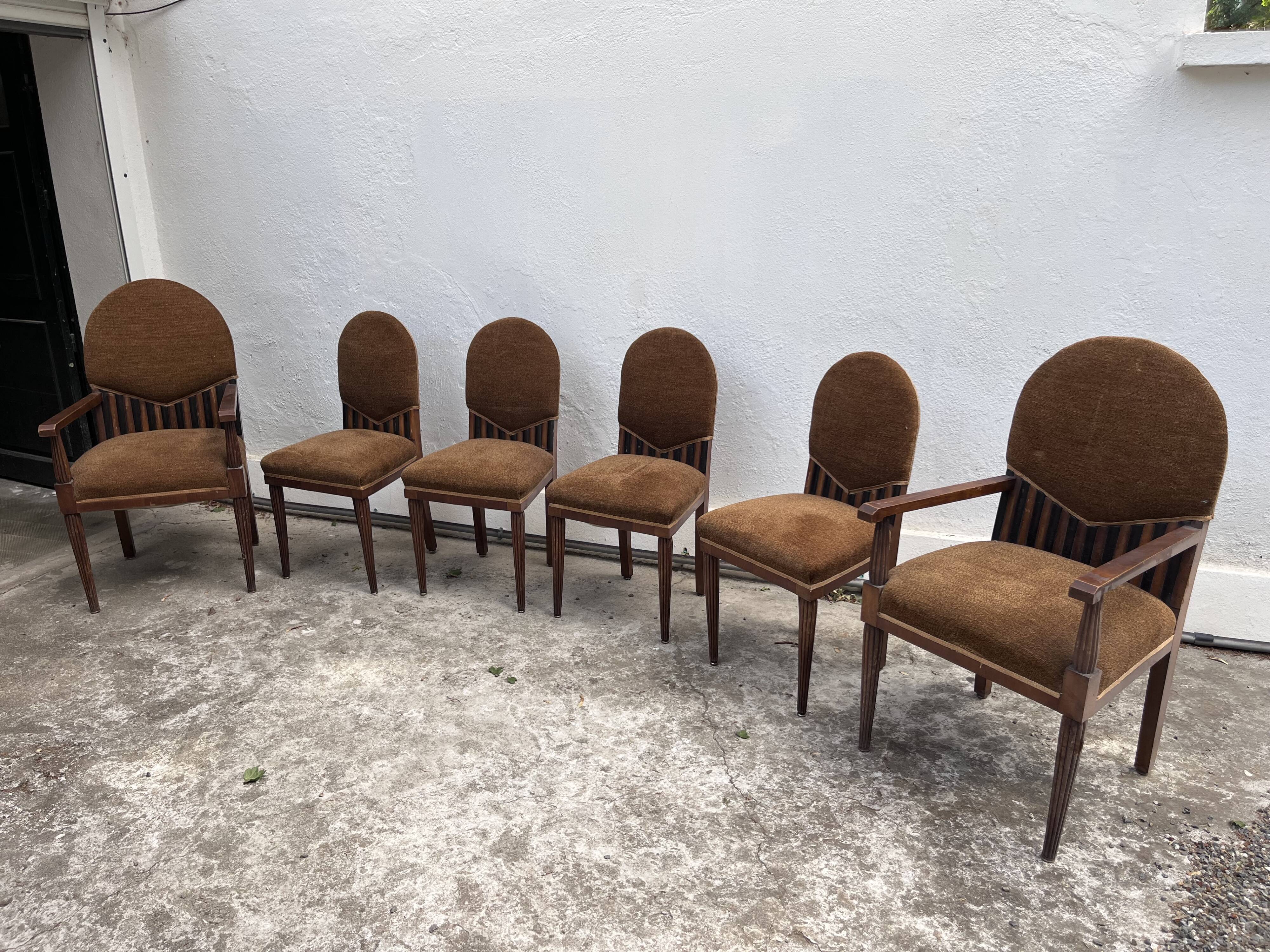 Salon Art Déco 1930 – 2 fauteuils et 4 chaises