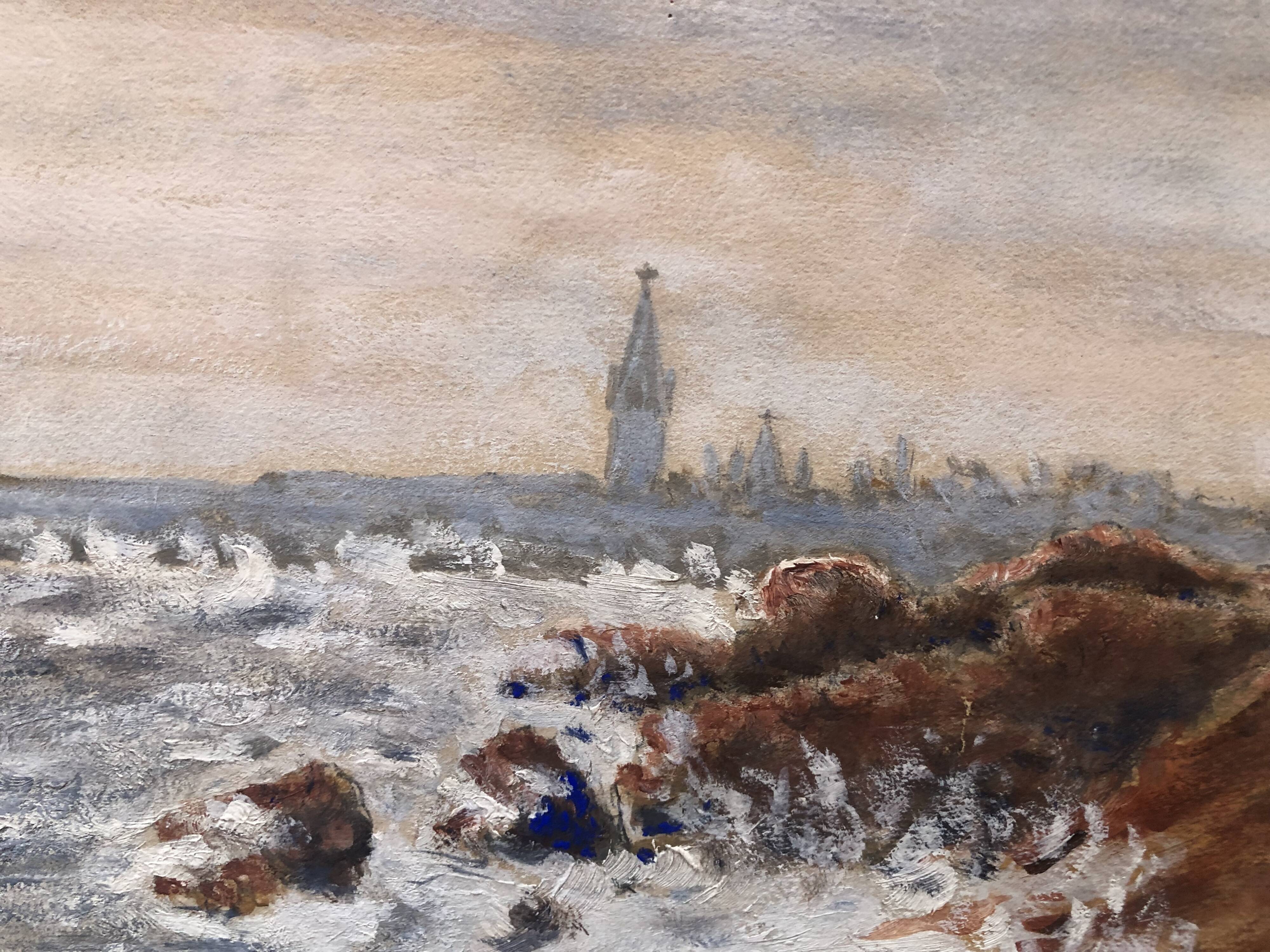 Set of 4 watercolors 1920 cannes, l. bruel, le suquet la corniche island st honorat bay alpes maritimes 06