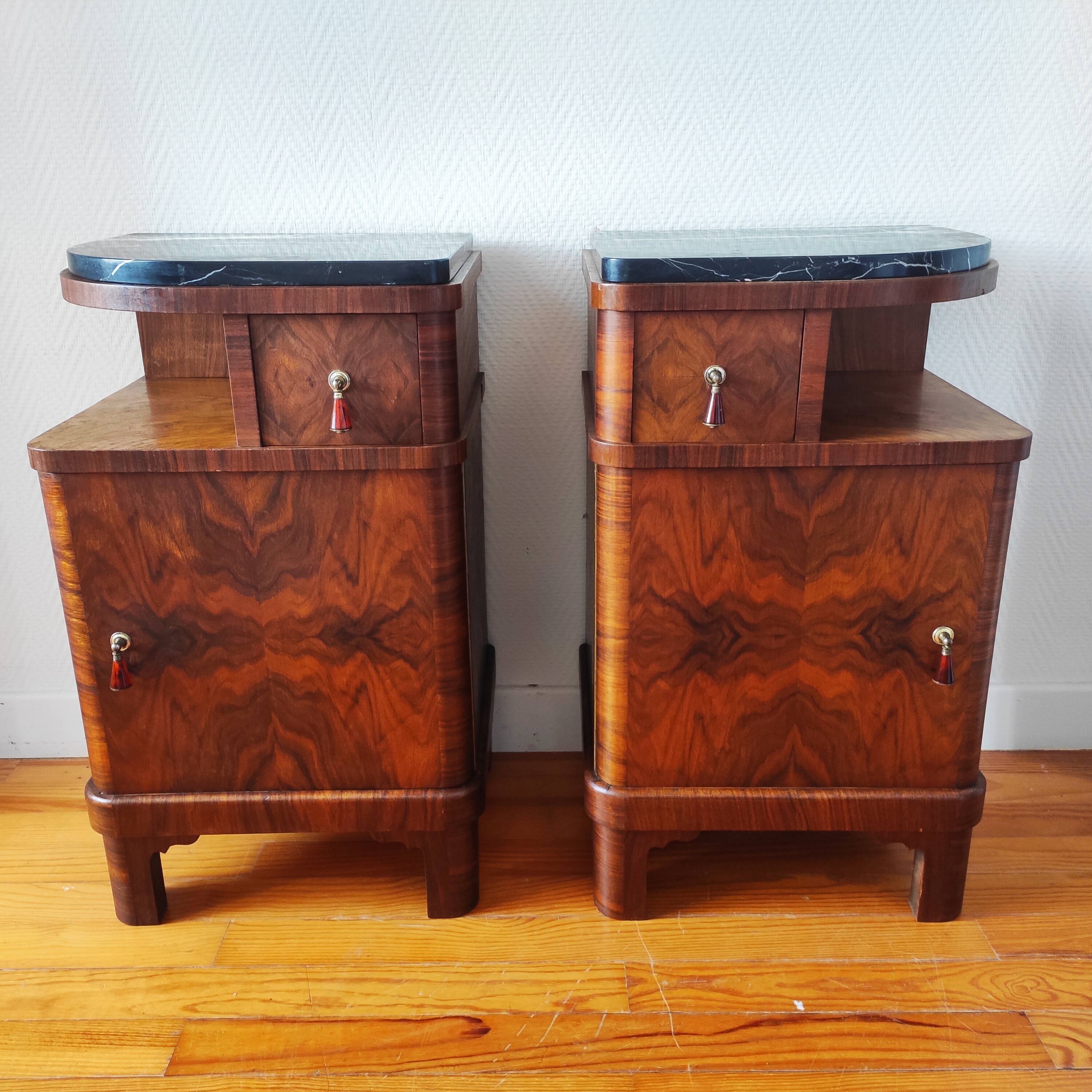 Pair of art deco bedside tables