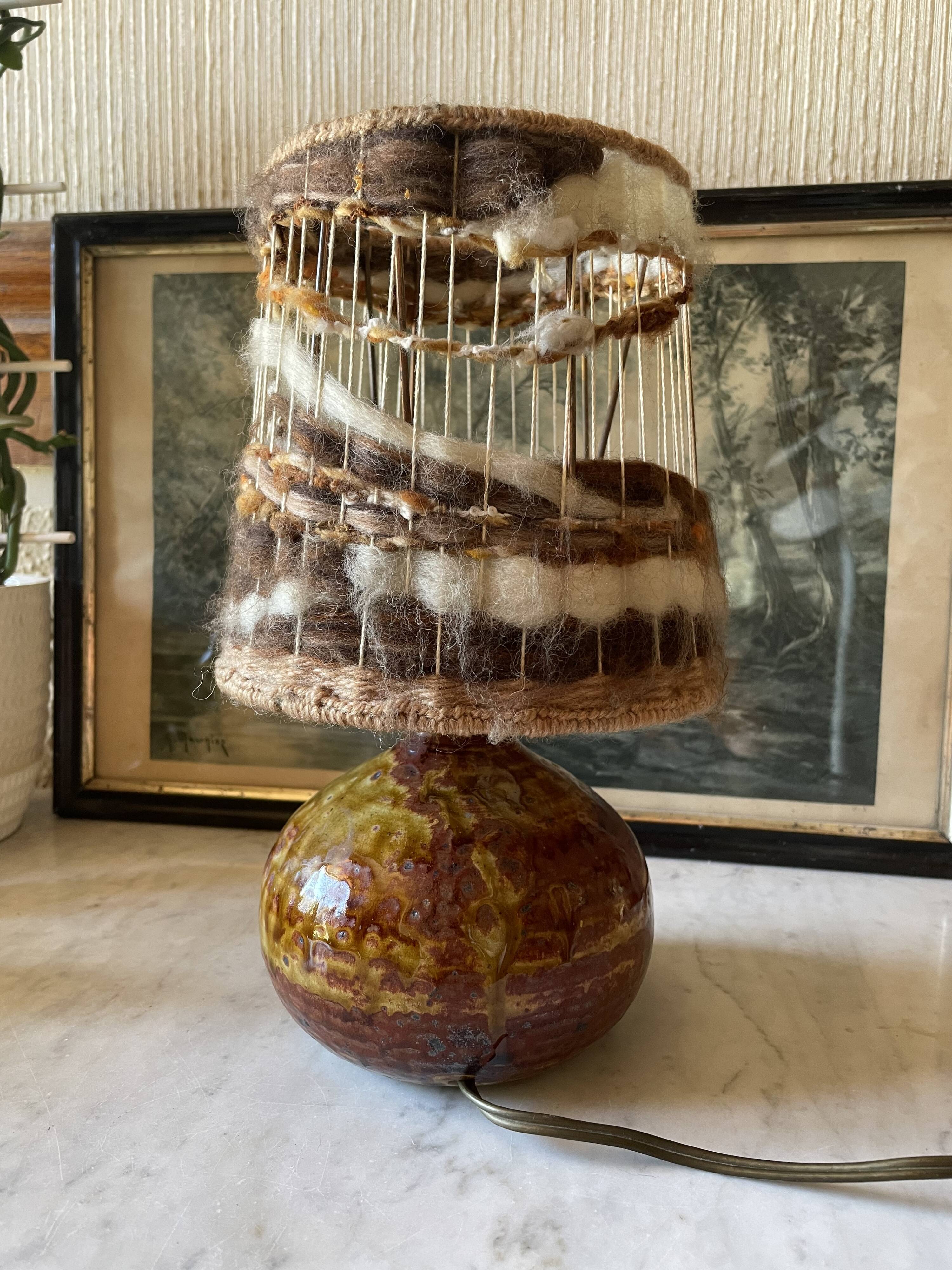 Stoneware lamp La Borne signed Migeon