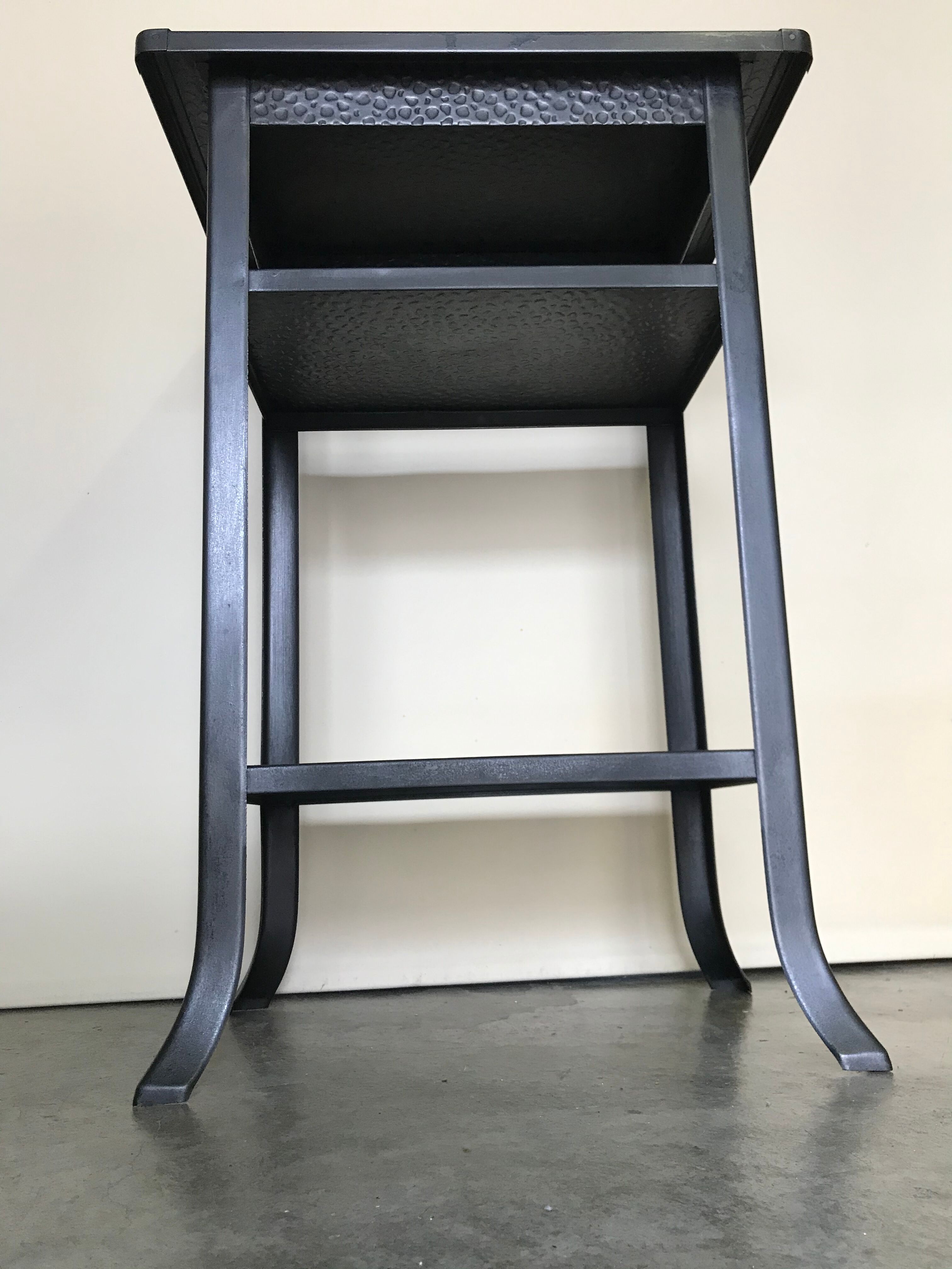 Console table riveted metal 1940 industrial