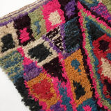 Moroccan Berber boujaad ecru carpet with colorful patterns 157x109cm