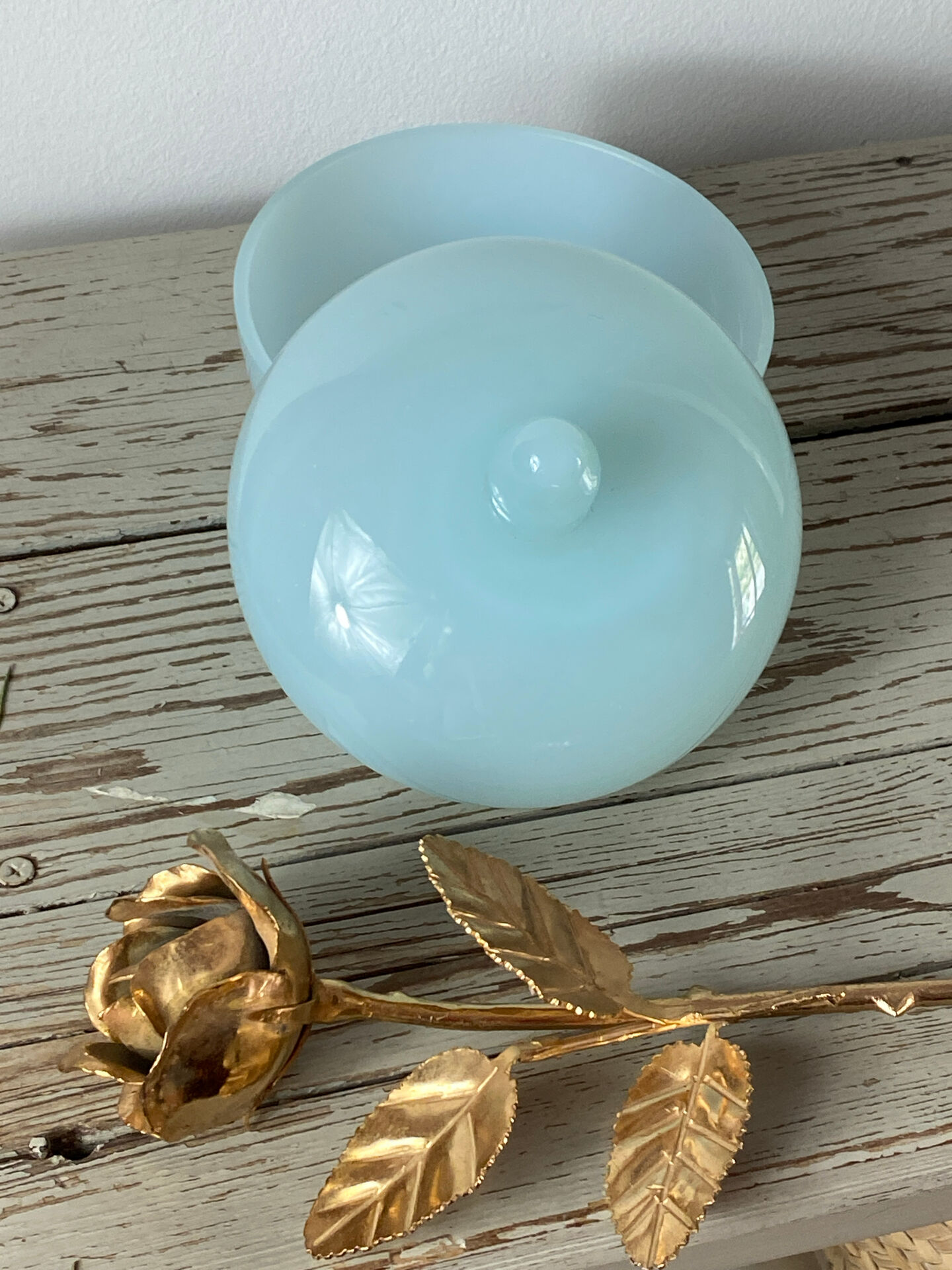 Blue opaline glass bonbonnière
