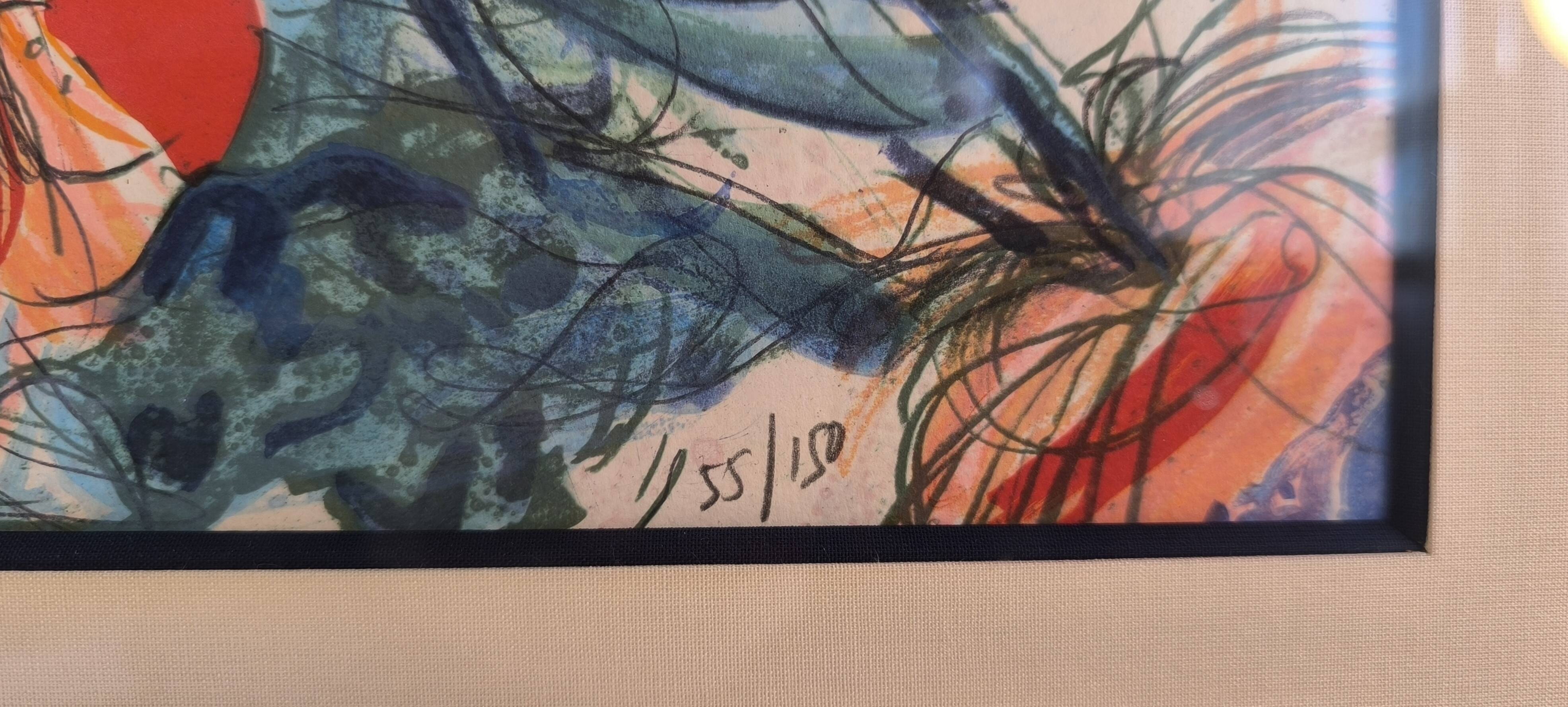 Original signed lithograph ‘’Nude with Dahlias’’ by Jean Baptiste Valadié