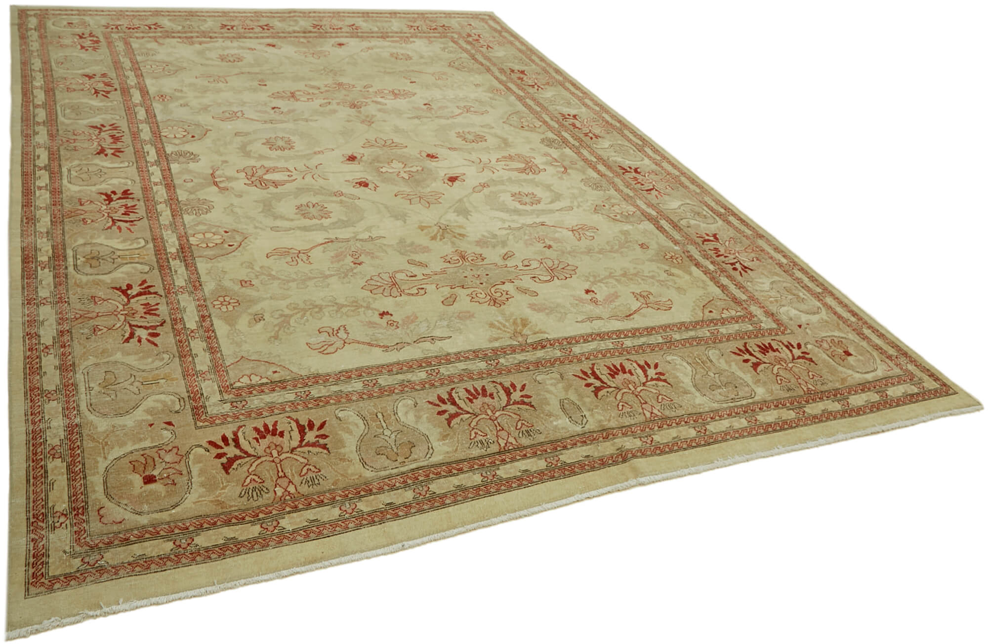 Hand-Knotted Anatolian One of a Kind 1970s 263 cm x 361 cm Beige Wool Carpet