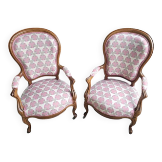 Pair of louis philippe walnut armchairs