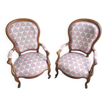 Pair of louis philippe walnut armchairs