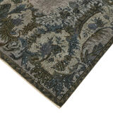 Handwoven overdyed turkish 1970s 190 cm x 302 cm grey carpet