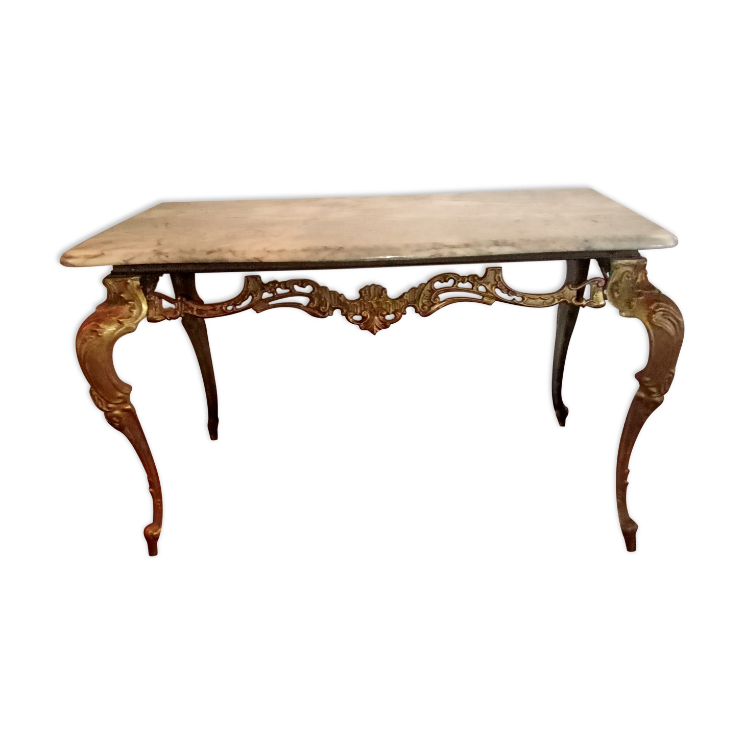 Gilded bronze and marble coffee table
