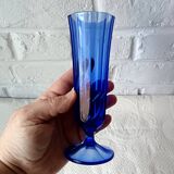 8 vintage aperitif glasses in cobalt blue coloured glass from Portugal.