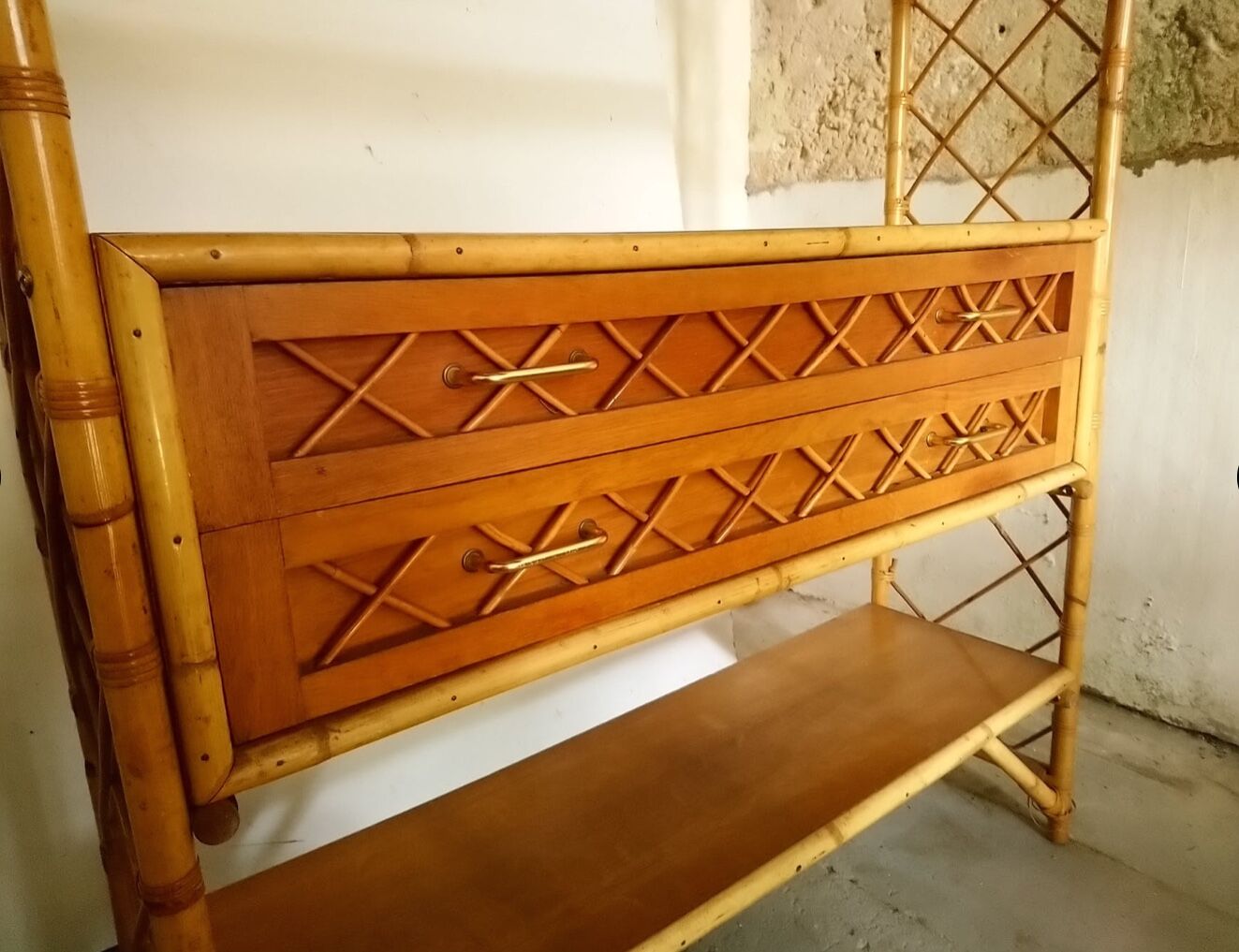 Vintage rattan library