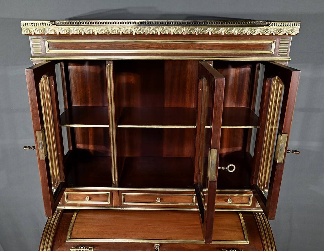 Rare Small Cylinder Desk and Showcase, Louis XVI style – Mid-19th century