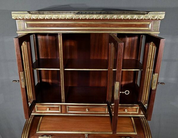 Rare Petit Bureau à Cylindre et Vitrine, style Louis XVI – Milieu XIXe