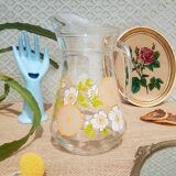 Carafe patterns flowers in glass -vintage