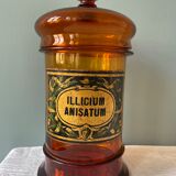 Amber brown glass medicine jar