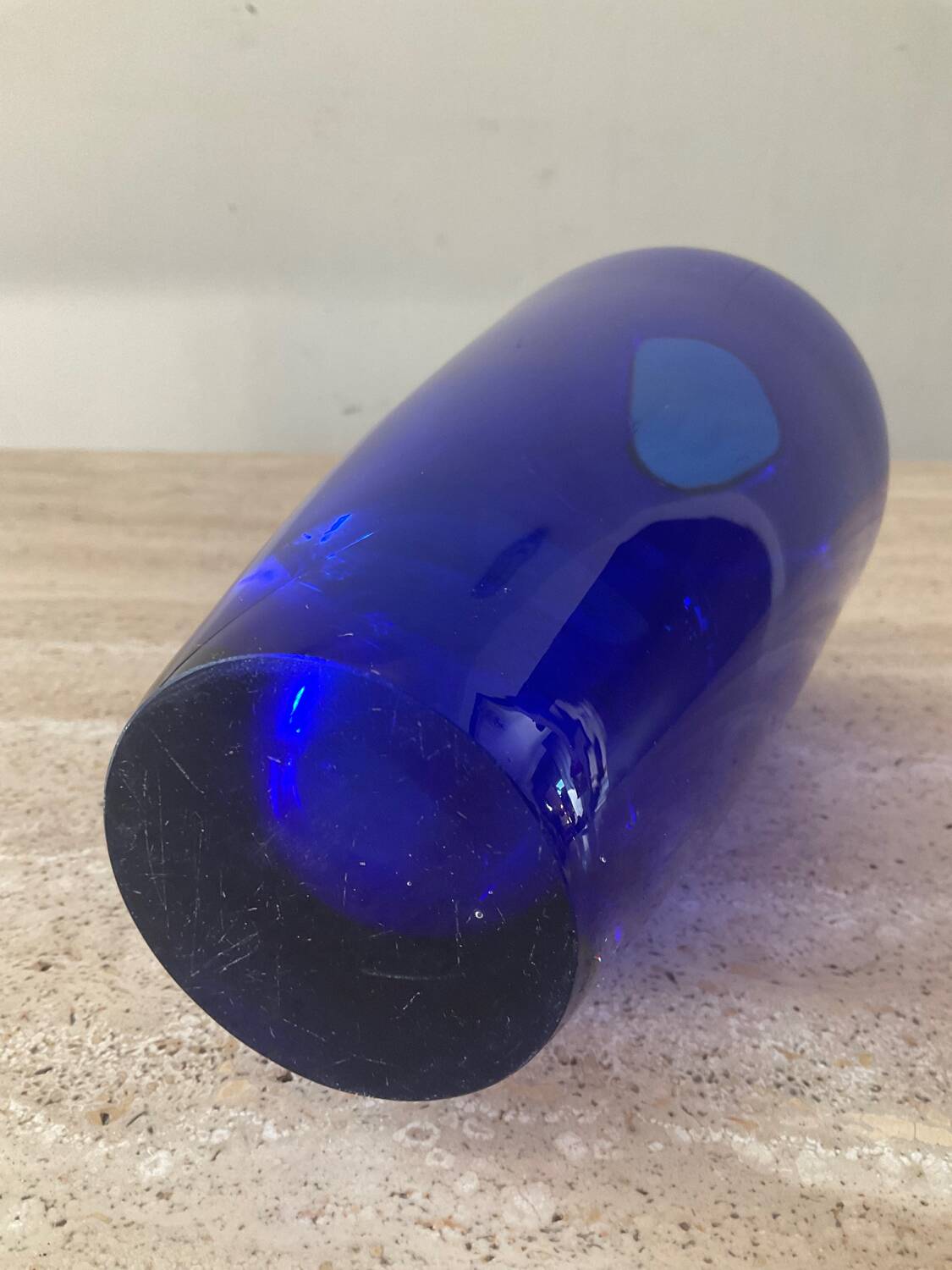 Vintage cobalt blue glass paste vase