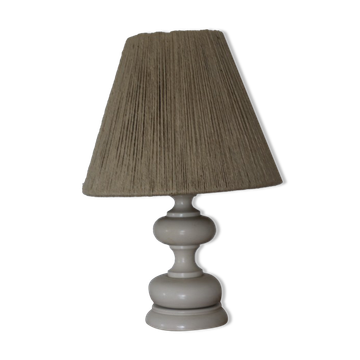 White wood lamp with rope shade