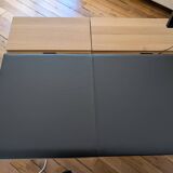 Habitat leather and wood office