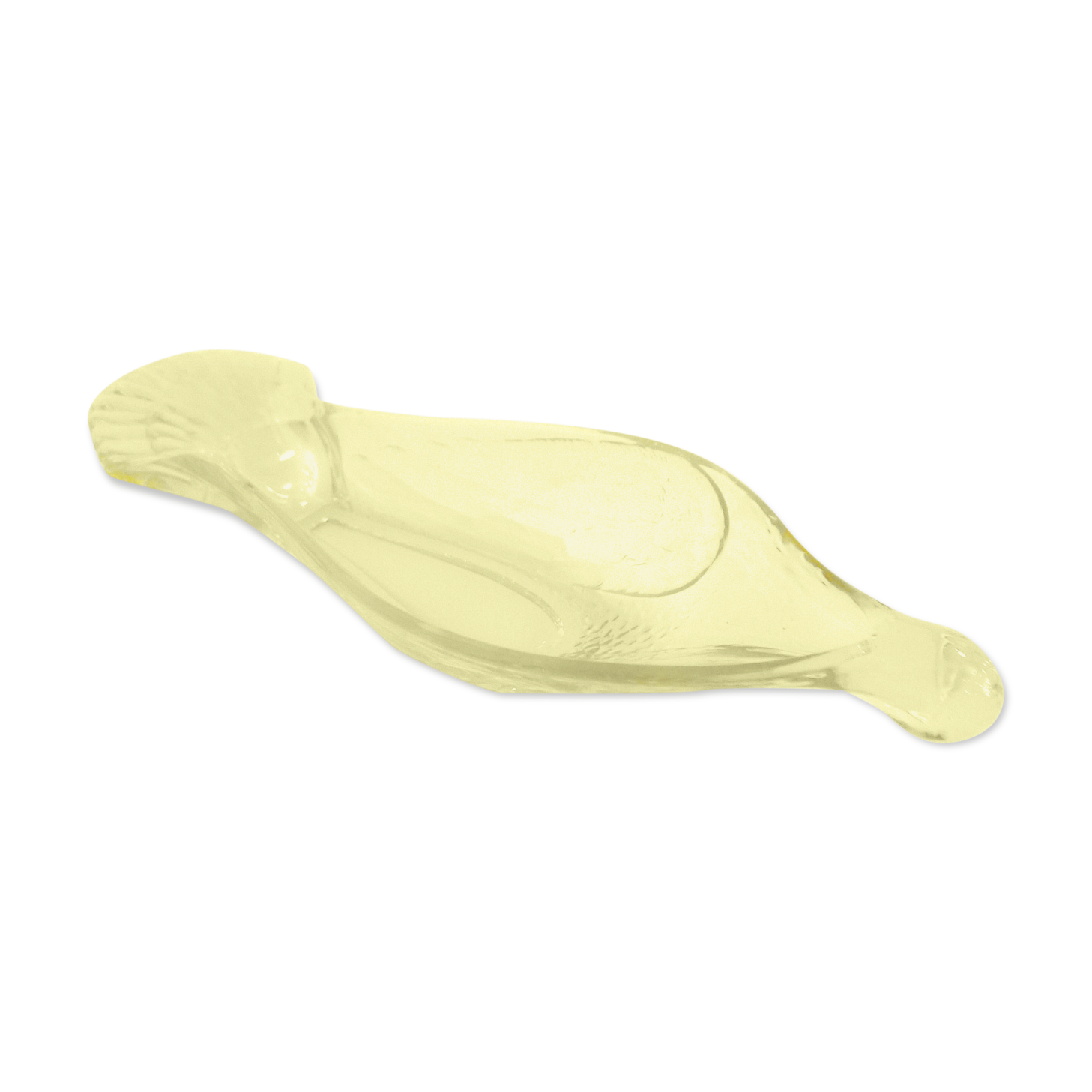 Plat coupe oiseau, en verre cristallin jaune pâle