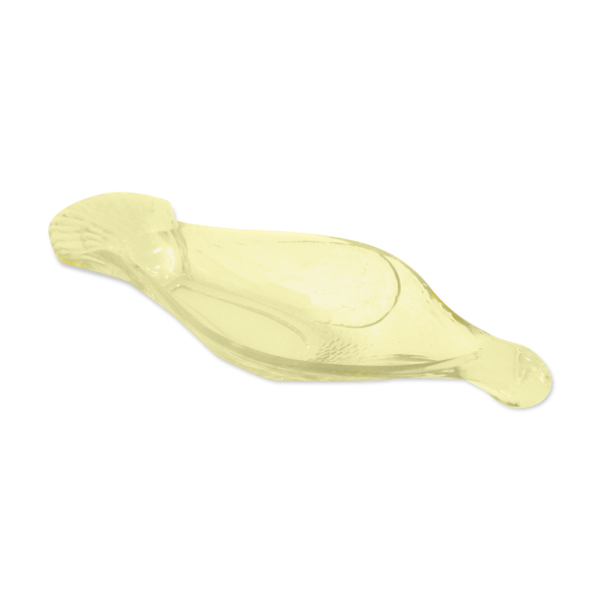 Plat coupe oiseau, en verre cristallin jaune pâle