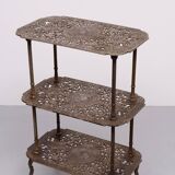 Antique Ornate Cast Iron French Brass 3 tier side table.
