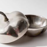 Vintage 1970s silver-plated pumpkin box with lid.