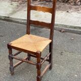 Solid wood dining chair with straw seat