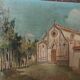 Oil painting fortunato giulio faini 1869-1952 basilica montefiesole