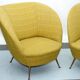 Pair of Ico Parisi-Style Armchairs in Original Fabric, Italy, 1950s