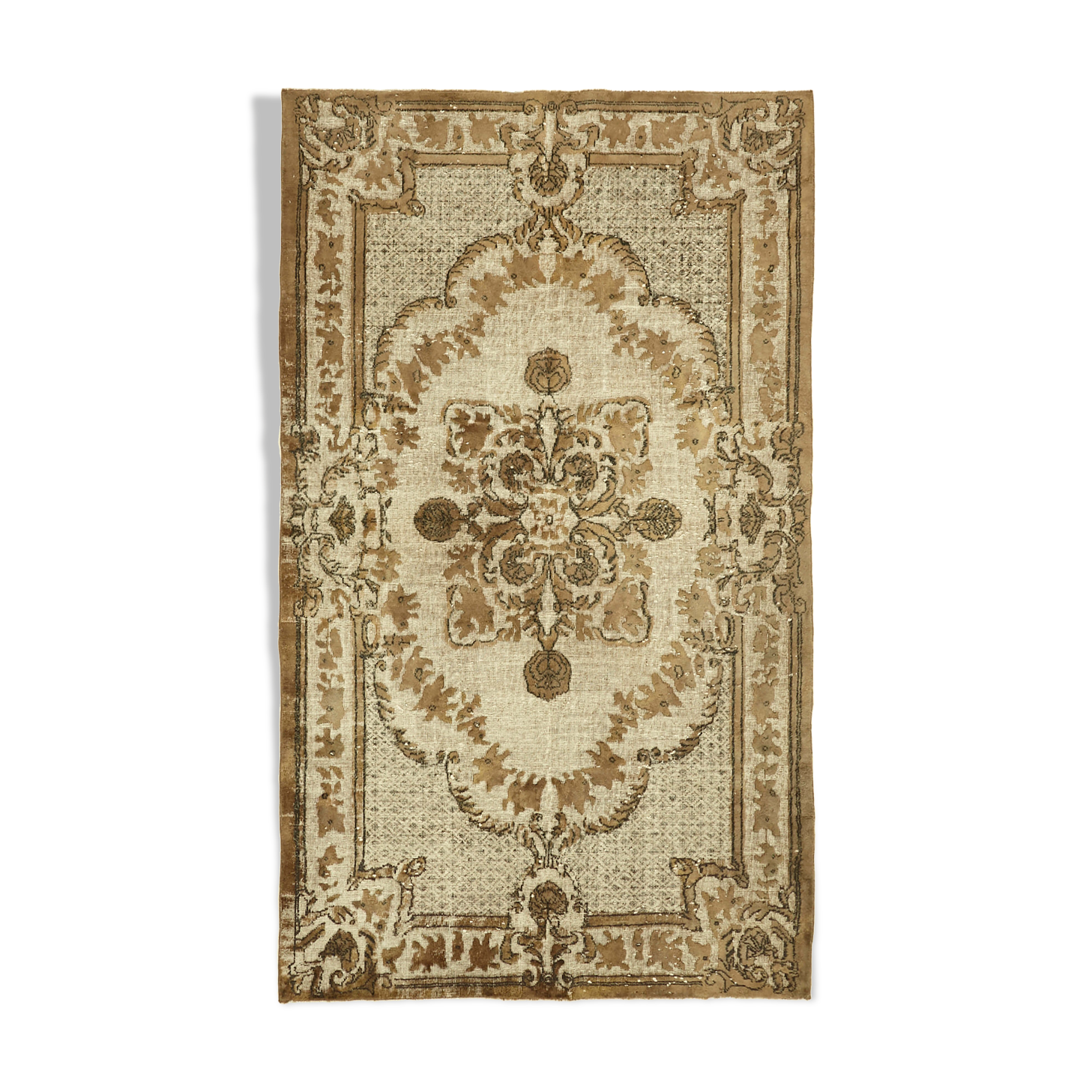 Hand-knotted vintage oriental 1980s 174 x 292 cm brown rug