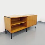 Vintage ARP Minvielle sideboard by Guariche Mortier Motte in light wood and black metal