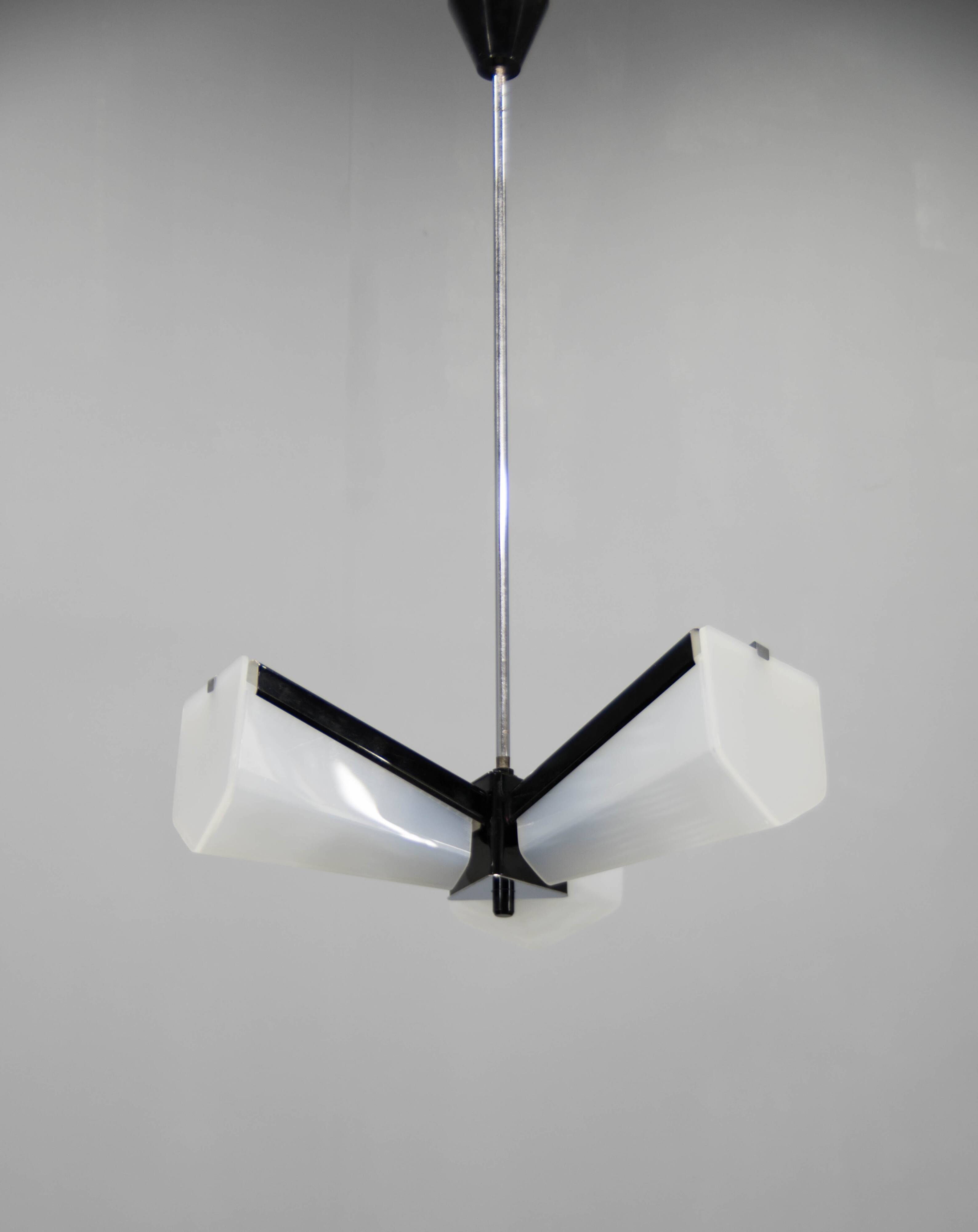 Mid-Century Plastic and Metal Chandelier by Lidokov, Czechoslovakia, 1970s