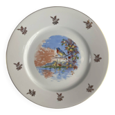 Assiette ancienne porcelaine de Limoges – décor oiseau – 25 cm