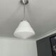 Chandelier art deco, opaline and chrome metal, France 1930