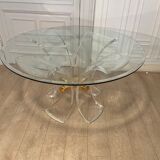 Table Lys en plexiglas et métal doré, 1970