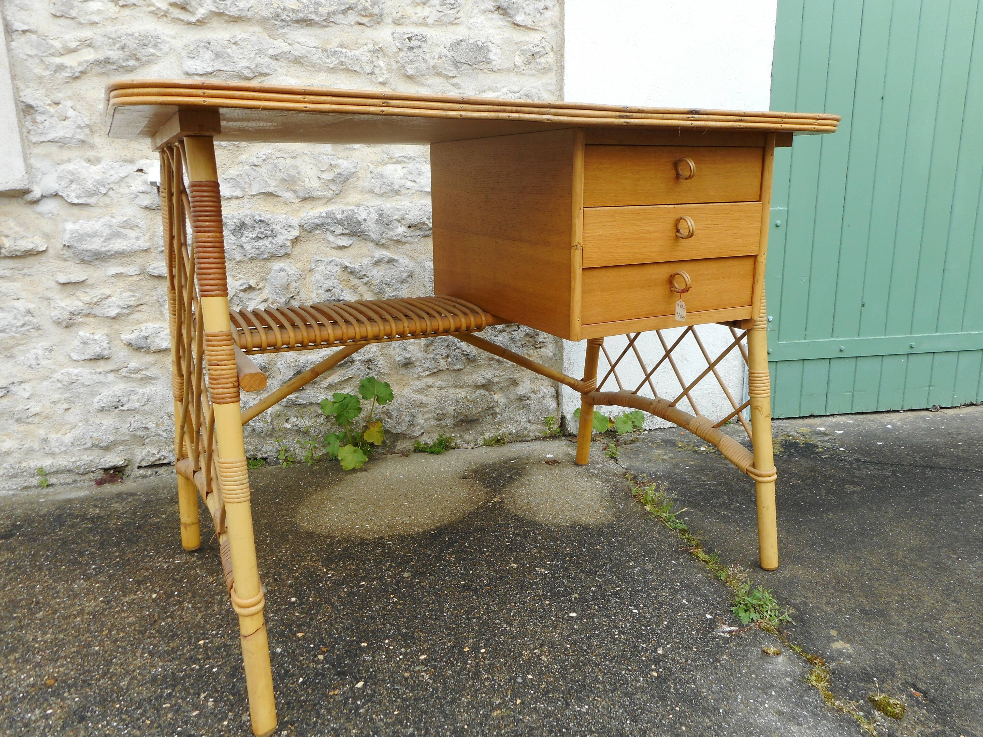 Bureau en rotin de Louis Sognot