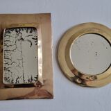 Set of two old Moroccan brass mirrors, 22 cm
