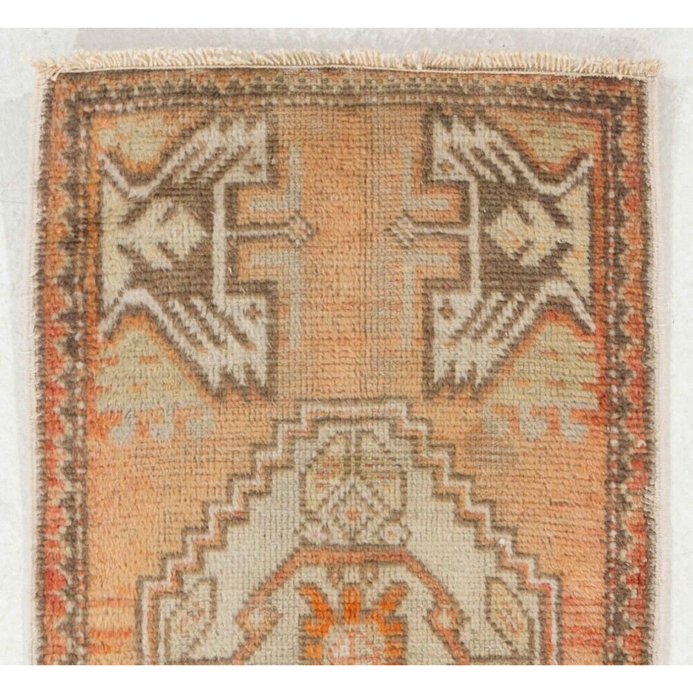 Vintage Accent Rug. Wool Turkish Seat Cover. Rustic Kitchen Rug. Handmade Door Mat. Bath Mat