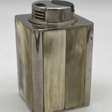 Large Vintage Collection TABLE LIGHTER in chrome-plated metal and horn