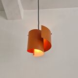 Light orange swirl shaped pendant or ceiling lamp by Simon P. Henningsen for Lyfa, Denmark 1960's