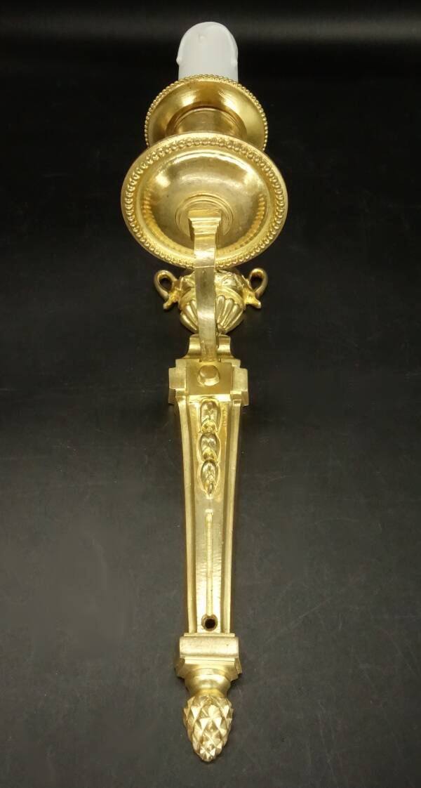 Set of 4 Louis XVI style 1-light wall lights from the 19th century - gilded bronze